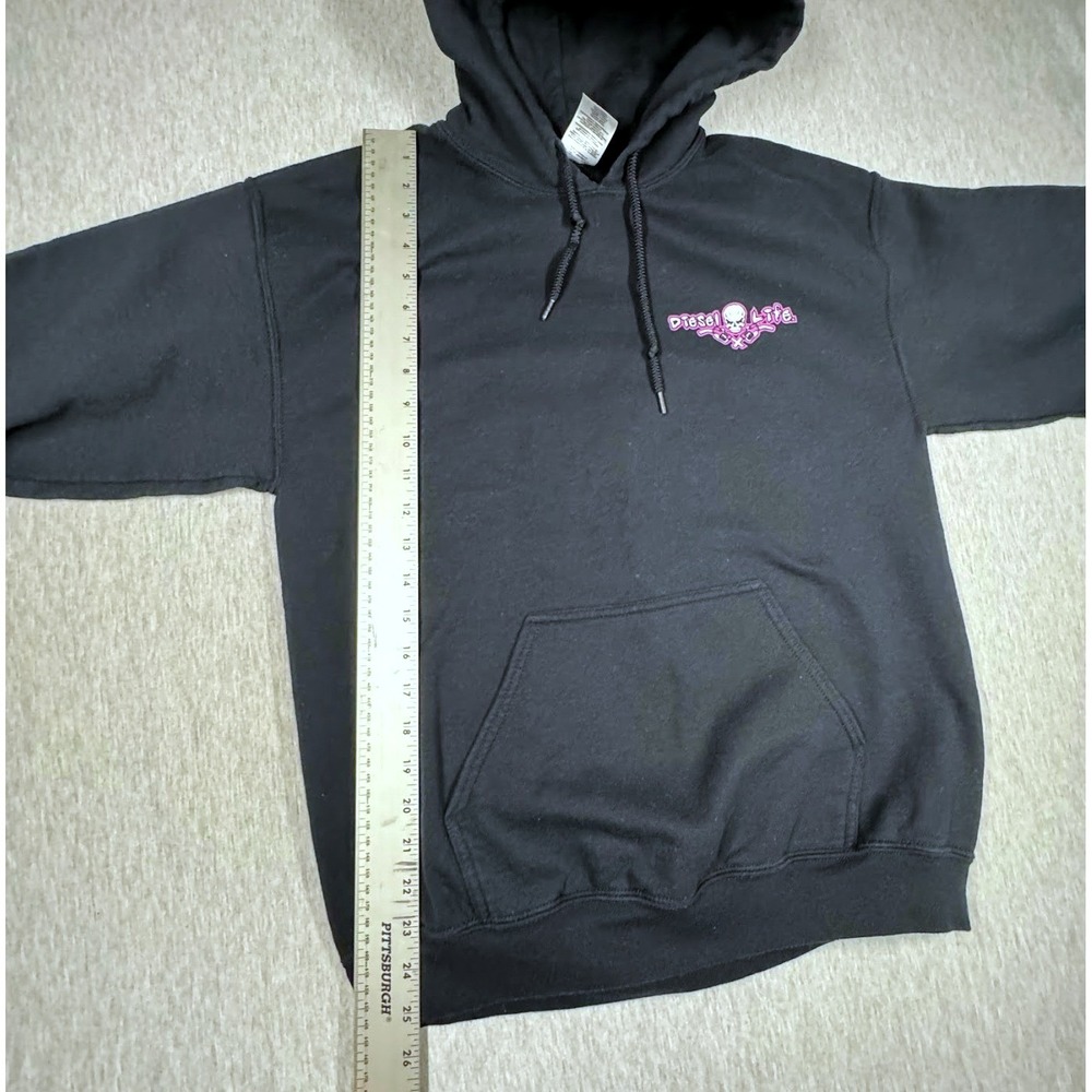 Diesel Life Graphic Hoodie Black Skull Engine Print Men's Medium - Picture 6 of 8